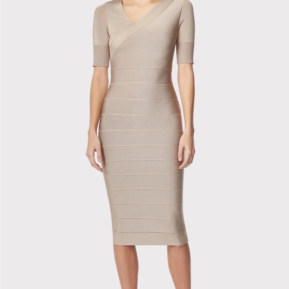Herve Leger Beige Midi Dress